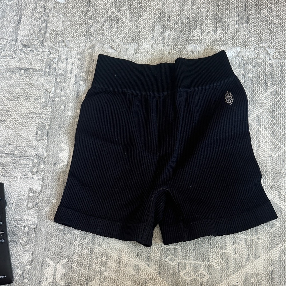 Free People Black Ribbed Shorts